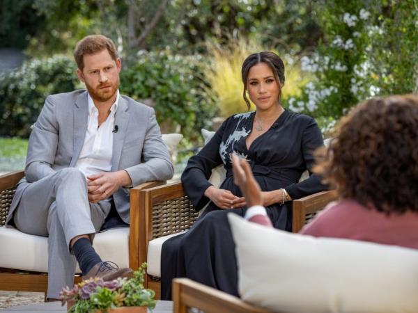 Prince Harry and Meghan, Duchess of Sussex, are interviewed by Oprah Winfrey